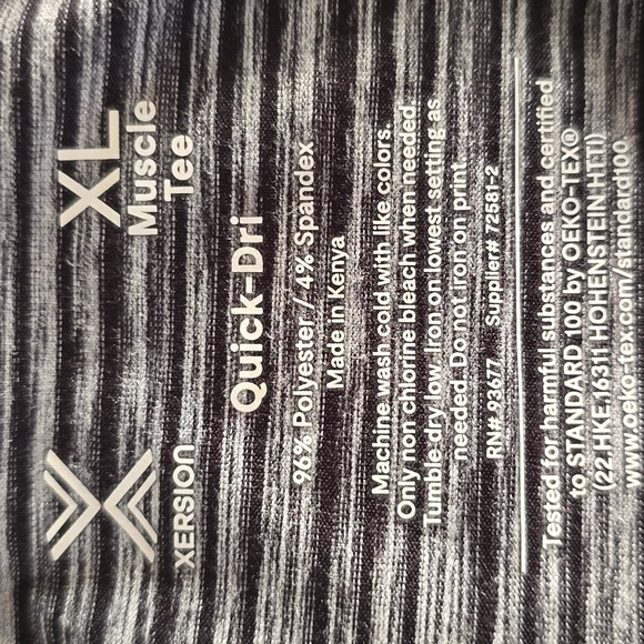 XERSION BRAND MENS BLACK AND GRAY STRIPED MUSCLE TEE SIZE XL - Picture 6 of 12